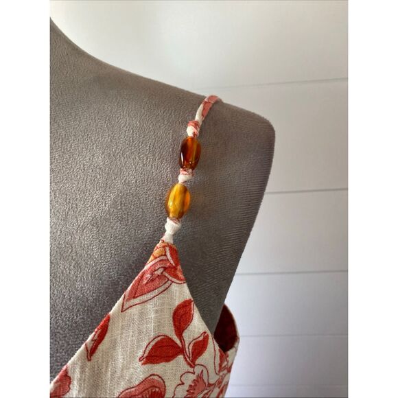 Rachel Zoe Dress Women's Size Small Orange Red Floral Maxi Linen Blend NWT - Picture 5 of 11